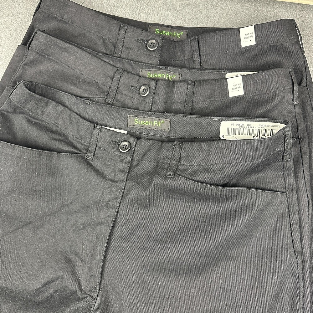 Cintas Susan Fit Dress Pants Womens 6 Black Twill Flat Front Work Career